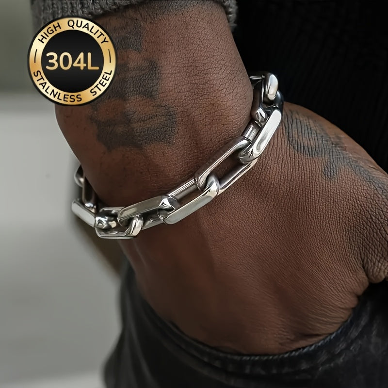 1pc Fashion Hip hop Y2K Style Mens' Double Layered Weaving 304L Stainless Steel Bracelet - Allergy Free, Long-Lasting Durability, Never Fading, Durable and Resistant to Corrosion